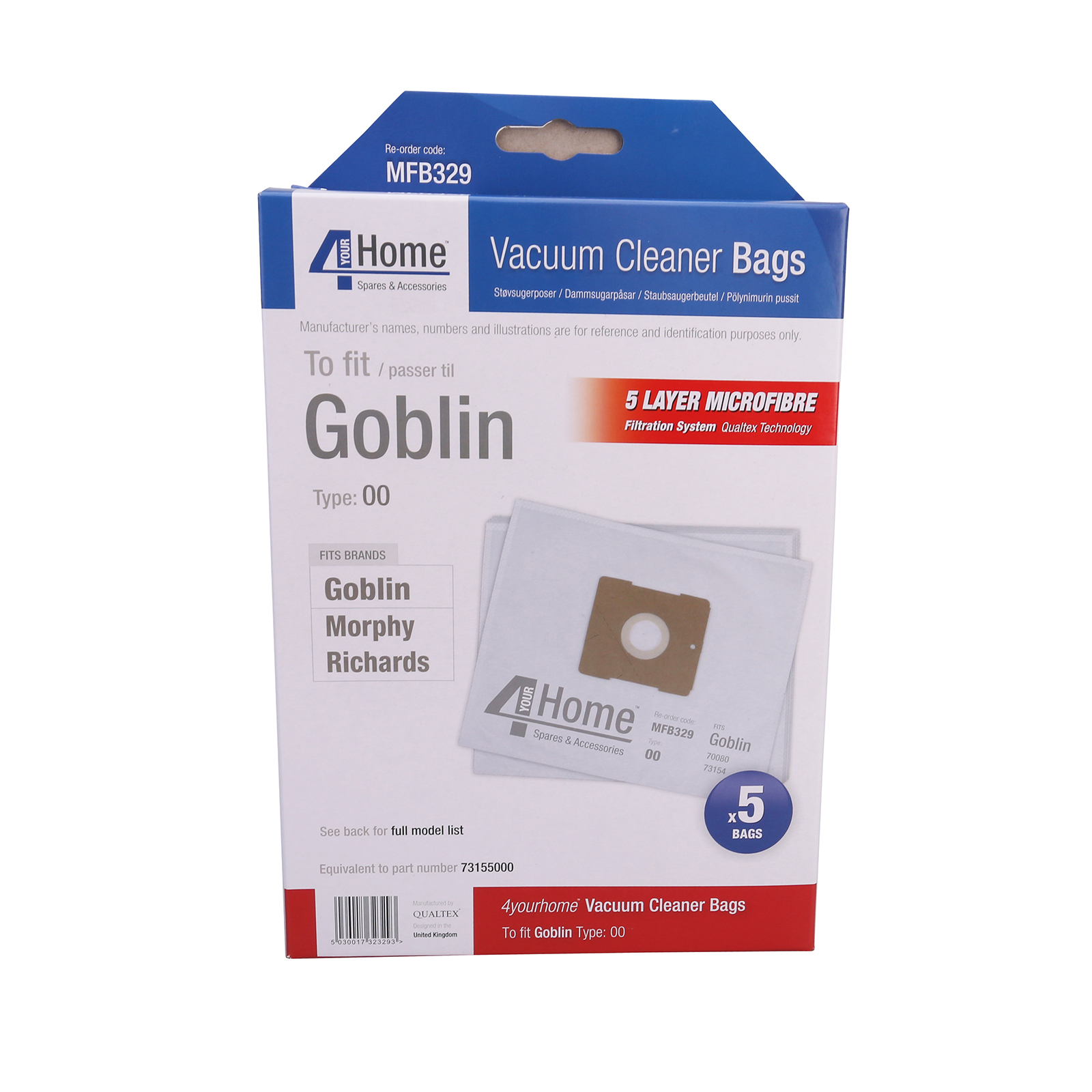 Goblin Vacuum Cleaner Microfibre Bag (Pack of 5) MFB329