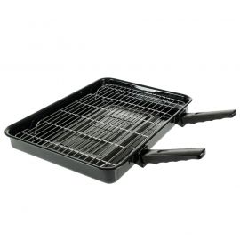 Beko Universal Cooker Large Grill Pan Assembly - Grill Pan 420mm x 300mm - Grid 385mm x 260mm - Includes x2 Clip On Pan Handles