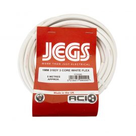 Jegs 3 Core White Cable - 1mm - 5m - 3183Y