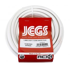Jegs 10m 1.5mm 3183Y 3 Core White Flex