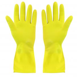 Jegs Pair Yellow Flock Lined Rubber Gloves Medium