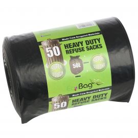 Jegs Heavy Duty Bin Bags (Roll of 50 Bags) - 50 Litre - 1200mm x 800mm