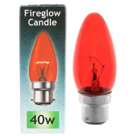 Crompton 40W Candle Bulb - BC - Fireglow Red