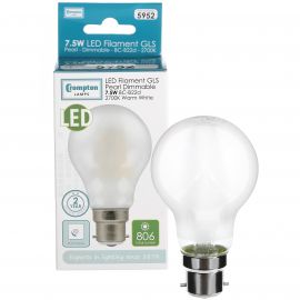 **5952**|CROMPTON 7.5W LED FILAMENT BC GLS PEARL DIMMABLE