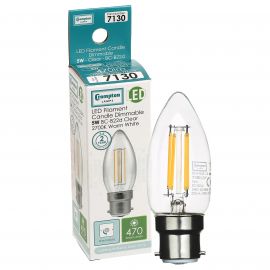 Crompton LED Filament Candle Bulb - 5 Watt - BC - Warm White
