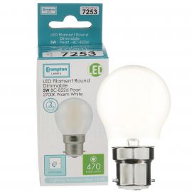 Crompton LED 5W Round Bulb - BC - Warm White