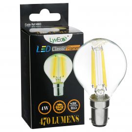 **4663**|LYVECO 4W SBC CLEAR LED FILAMENT ROUND WARM WHITE