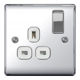 Nexus 1 Gang Dp Switched Socket Polished Chrome/Wh