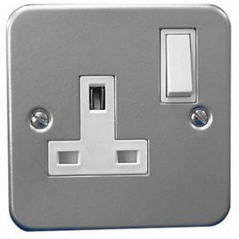Jegs 1 Gang Switched Socket Metal Clad Grey