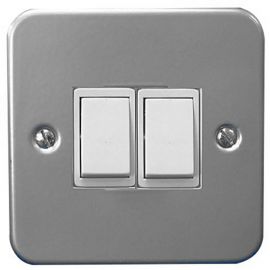 Jegs 2 Gang 2 Way Switch Metal Clad Grey