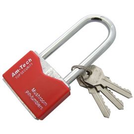 Amtech 50mm Rhombic Long Shackle Chrome Plated Padlock 