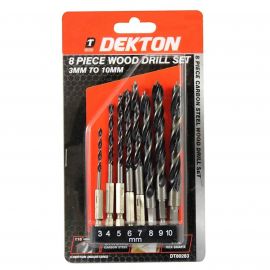 Dekton 8 Piece 1/4 Inch Shank Wood Drill Set 30 - 10mm