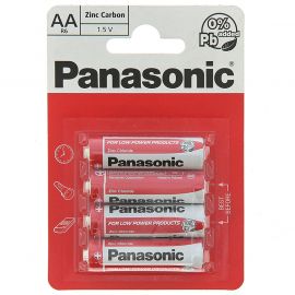 Panasonic Red Zinc Batteries 4 Pack - AA - Box of 12 cards of 4