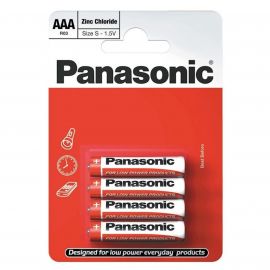 Panasonic Red Zinc Batteries - Pack of 4 - AAA - Box of 12 cards of 4