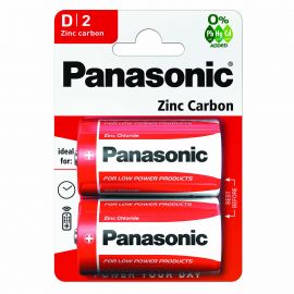 Panasonic Red Zinc Batteries - 2 Pack - D Cell - Box of 12 cards of 2