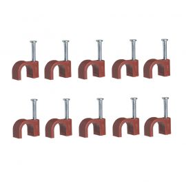 Jegs Coax Cable Clips - 7mm - Brown (Pack of 10)