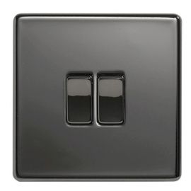 Nexus Wall Switch - 2 Gang - 2 Way - Black Nickel 