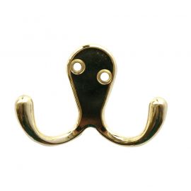 Jegs Double Robe Hook - Electro Brass