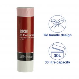 Tie Handle Bin Liners 30 Litre - 45cm x 75cm - Suitable for Brabantia Bins - Type G (Pack of 20)