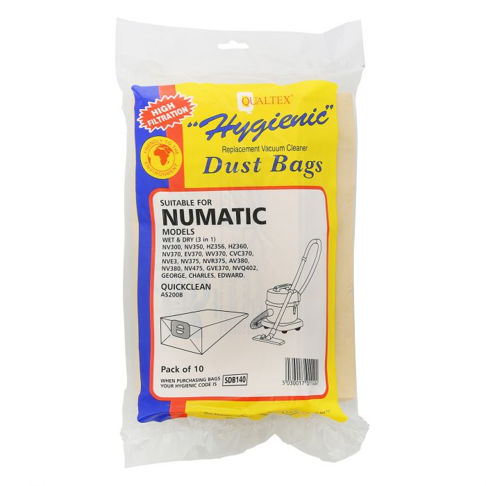 Brand New Pack 10 Numatic Replacement Bags Hepa-Flo for Vacuum Cleaners Charles and George Ref NVM2BH 