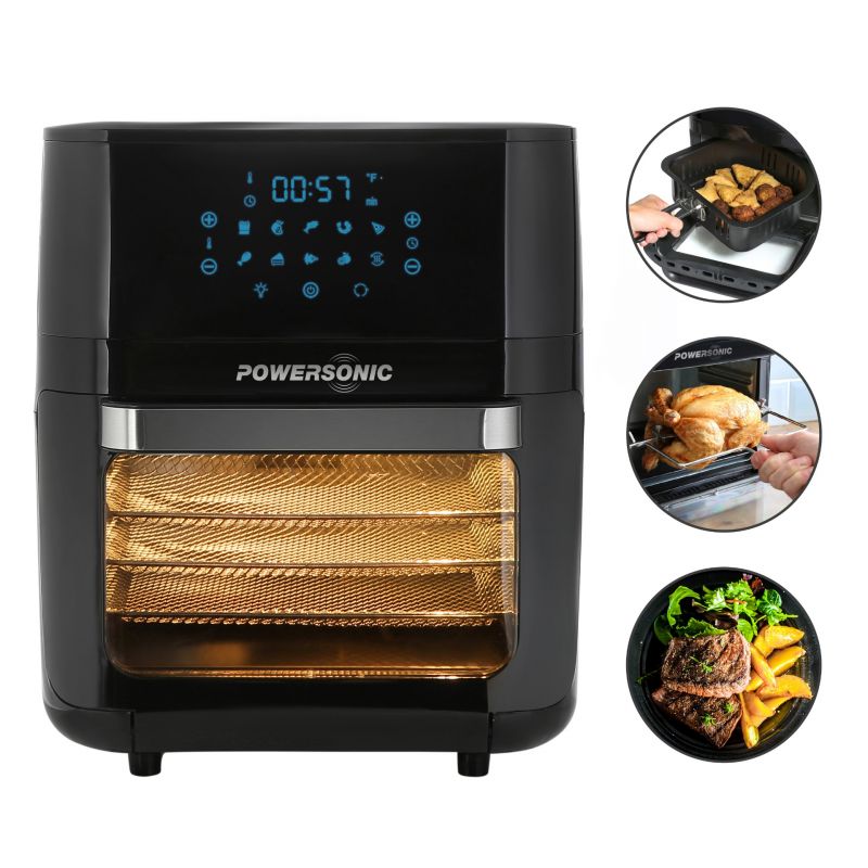 Powersonic 12 Litre Air Fryer 1800W Black AF300