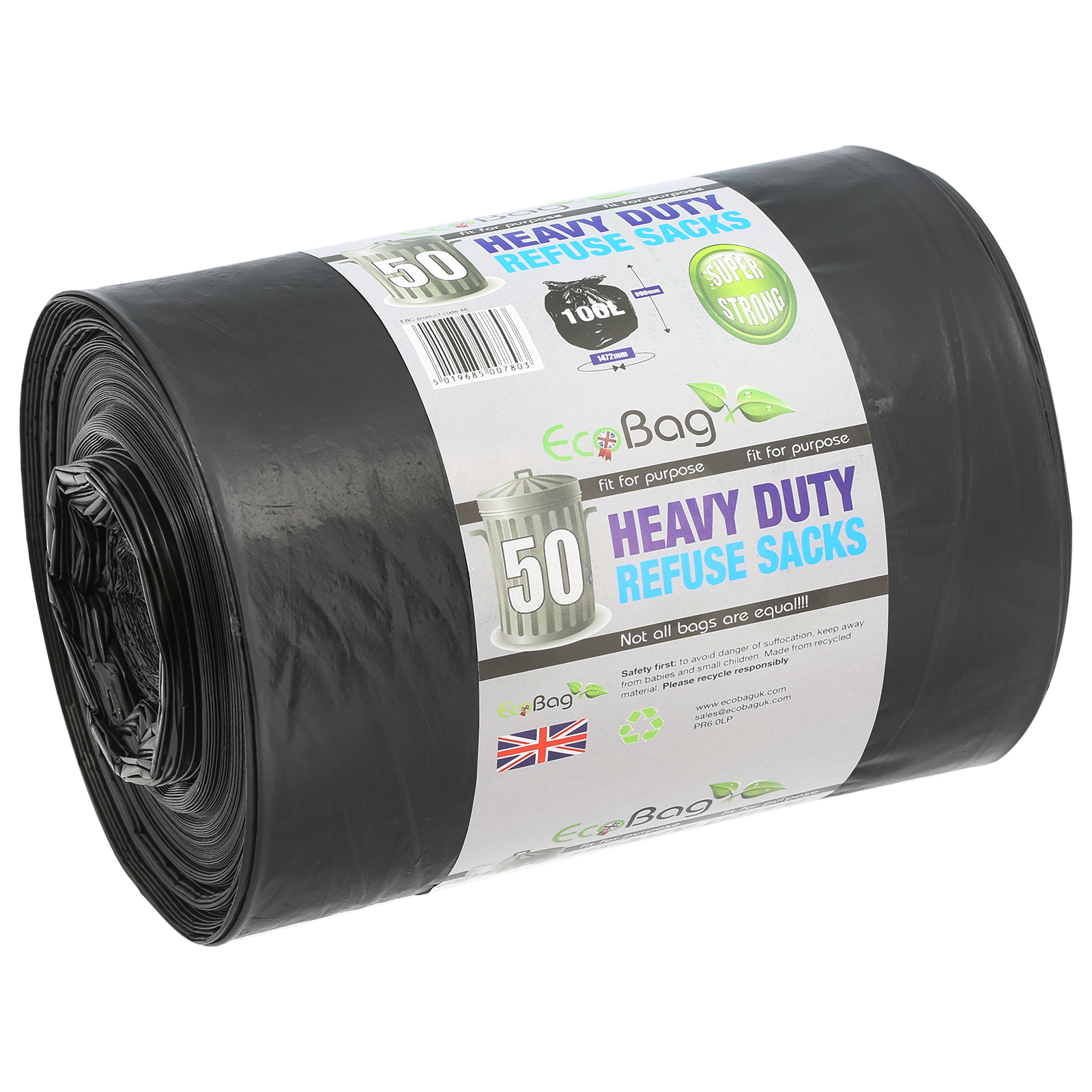 Jegs Heavy Duty Bin Bags - 100 Litre (Roll of 50) HW7002