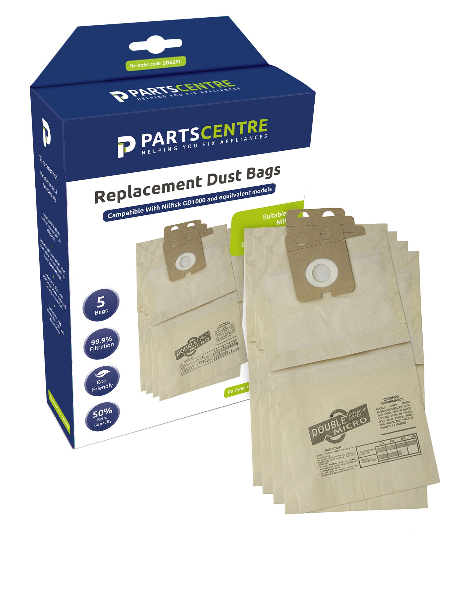 Nilfisk Vacuum Cleaner Paper Bag (Pack of 5) SDB251